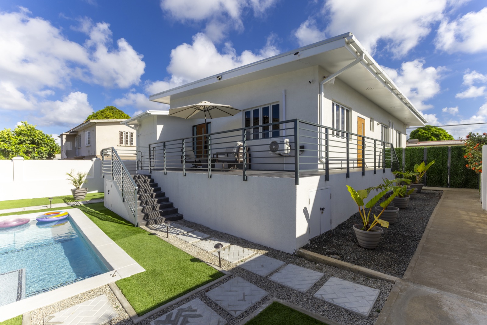 Main House rear elevation from the pool